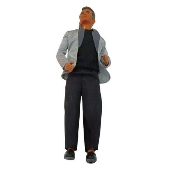 90210 Luke Perry Black Hair Gray Jacket Black Pants & Shoes Mattel Barbie Doll - Picture 2 of 4